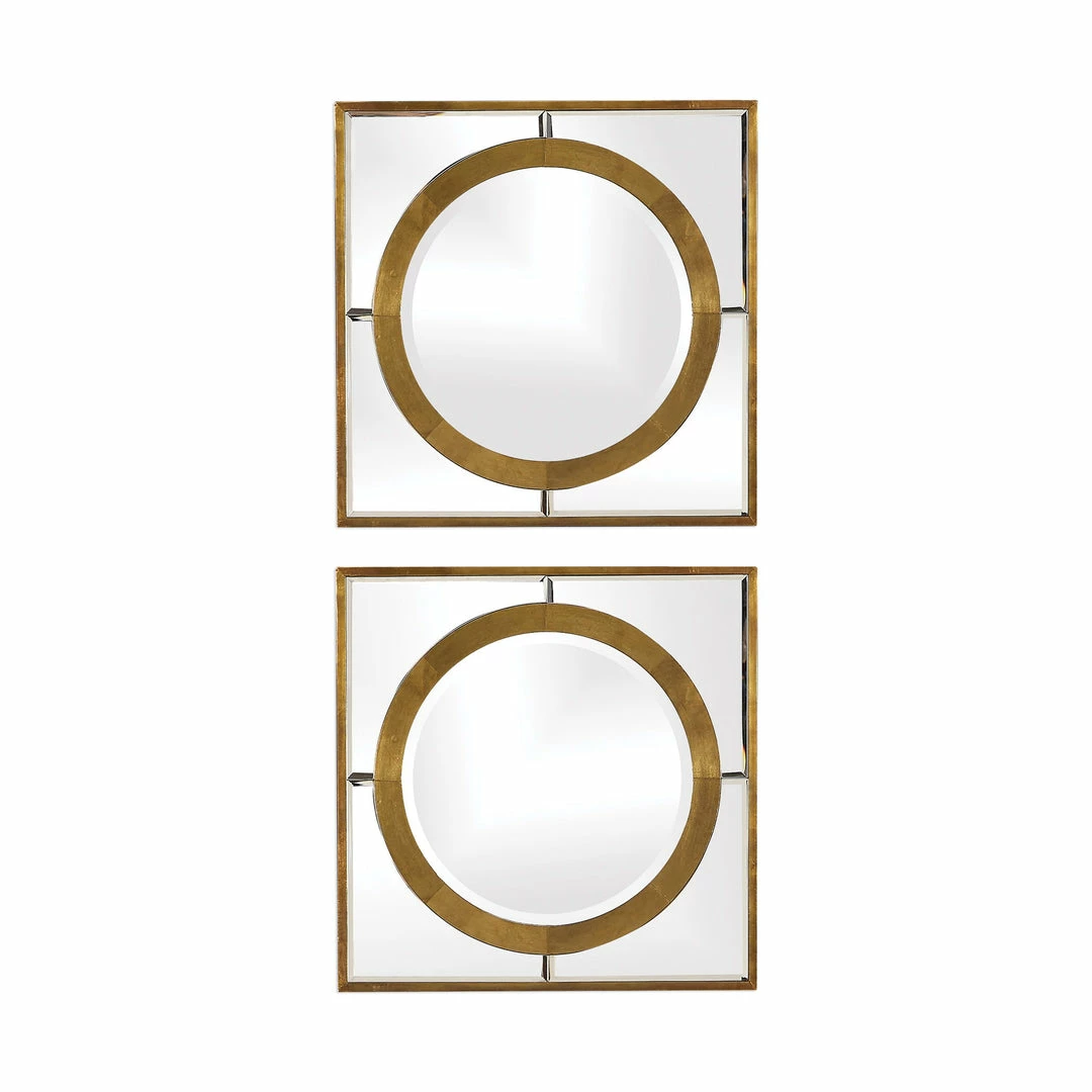 Cheap 🛒 Uttermost Gaza Gold Square Mirrors Set/2 🥰 3 Uttermost Gaza Gold Square Mirrors Set/2