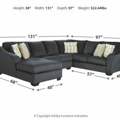 Signature Design By Ashley® Eltmann - Left Arm Facing Corner Chaise, Armless Loveseat, Right Arm Facing Sofa With Corner Wedge Sectional Sectionals