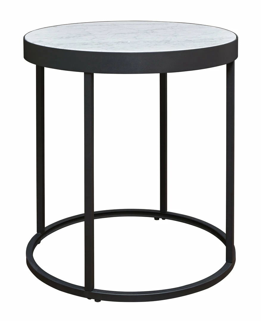 Promo 😀 Signature Design By Ashley® Windron - Black/white - Round End Table Tables 🛒 3 Signature Design By Ashley® Windron - Black/white - Round End Table Tables