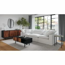 Moe's Home Collection Sectional Pieces Terra Condo Corner Chair Livesmart Fabric Cream