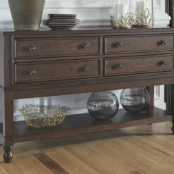 Signature Design By Ashley® Adinton - Dark Brown - 8 Pc. - Extension Table, 4 Side Chairs, 2 Upholstered Side Chairs, Server Dining Room Sets