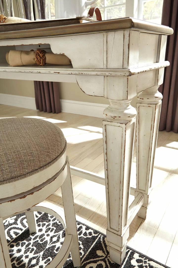 Budget ✔️ Signature Design By Ashley® Realyn - White - 4 Pc. - Long Counter Table, 3 Swivel Stools 😀 8 Signature Design By Ashley® Realyn - White - 4 Pc. - Long Counter Table, 3 Swivel Stools