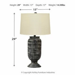 Ashley Furniture Mandelina - Black - Metal Table Lamp (1/cn)