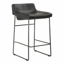 Moe's Home Collection Stools Starlet Counter Stool Onyx Black Leather -m2