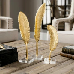 Table Decor Uttermost Feathers Gold Sculpture S/3