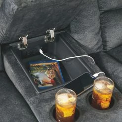 Ashley Furniture Reclining Furniture Capehorn - Granite - Dbl Rec Loveseat W/console