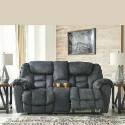 Ashley Furniture Reclining Furniture Capehorn - Granite - Dbl Rec Loveseat W/console