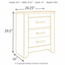 Ashley Furniture Zelen - Warm Gray - Two Drawer Night Stand Nightstands