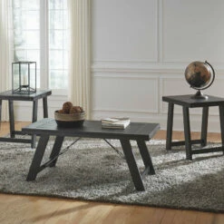 Ashley Furniture Noorbrook - Black/pewter - Occasional Table Set (3/cn)