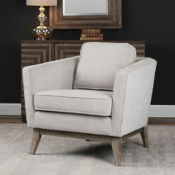 Uttermost Varner Beige Linen Accent Chair