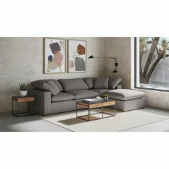 Moe's Home Collection Ottomans Terra Condo Ottoman Livesmart Fabric Light Grey