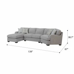Emerald Home Analiese Sectional Linen Gray Sectionals