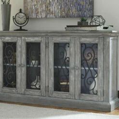 Ashley Furniture Mirimyn - Antique Gray - Accent Cabinet - Rustic Finish
