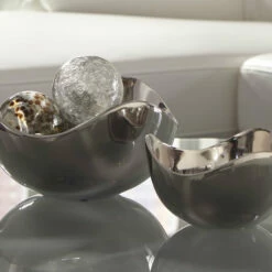 Ashley Furniture Donato - Chrome Finish - Bowl Set (2/cn) Table Decor