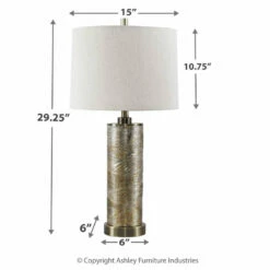 Ashley Furniture Farrar - Beige - Glass Table Lamp (1/cn) Accessories