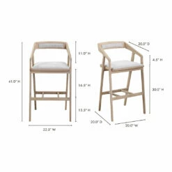 Moe's Home Collection Stools Padma Oak Barstool Light Grey