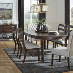 Signature Design By Ashley® Adinton - Dark Brown - 8 Pc. - Extension Table, 4 Side Chairs, 2 Upholstered Side Chairs, Server Dining Room Sets