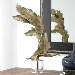Table Decor Uttermost Fall Leaves Champagne Sculpture