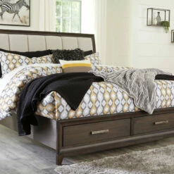 Signature Design By Ashley® Brueban - Rich Brown/gray - Queen Panel Bed With 2 Storage Drawers