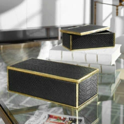 Table Decor Uttermost Ukti Alligator Patterned Boxes S/2