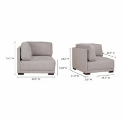 Moe's Home Collection Romeo Corner Chair Grey