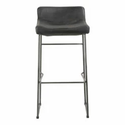 Moe's Home Collection Starlet Barstool Onyx Black Leather -m2