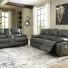 Signature Design By Ashley® Calderwell - Reclining Power Sofa, Double Reclining Power Loveseat With Console