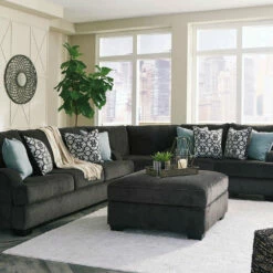 Benchcraft® Living Room Sets Charenton - Charcoal - Sofa, Wedge, Loveseat Sectional, Ottoman With Storage