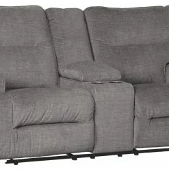 Ashley Furniture Reclining Furniture Coombs - Charcoal - Dbl Rec Loveseat W/console