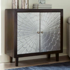 Ashley Furniture Ronlen - Brown/silver Finish - Accent Cabinet