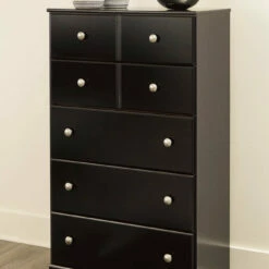 Signature Design By Ashley® Bedroom Sets Mirlotown - Almost Black - Dresser, Mirror, Chest, King Poster Bed, 2 Nightstands
