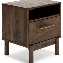 Signature Design By Ashley® Calverson - Mocha - One Drawer Night Stand - Medium Nightstands