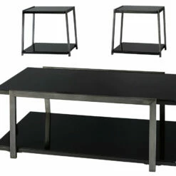 Ashley Furniture Rollynx - Black - Occasional Table Set (3/cn) Tables