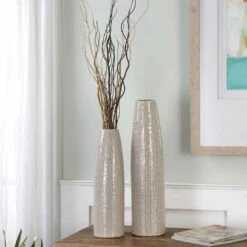 Uttermost Sara Textured Ceramic Vases S/2 Table Decor
