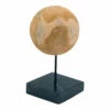Moe's Home Collection Round Teak Ball On Black Marble Base Medium