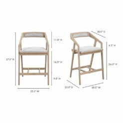 Moe's Home Collection Padma Oak Counter Stool Light Grey