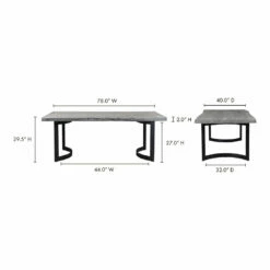 Moe's Home Collection Tables Bent Dining Table Extra Small Weathered Grey
