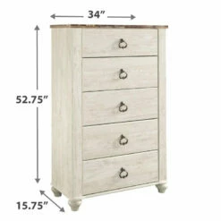 Signature Design By Ashley® Willowton - Attractive - Dresser, Mirror, Panel Bed Bedroom Sets