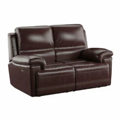 Emerald Home Bernard Dual Power Loveseat And Headrest Kona Brown Loveseats