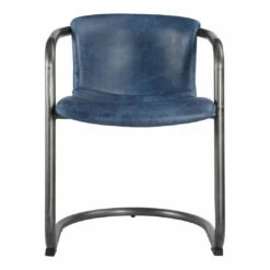 Moe's Home Collection Chairs Freeman Dining Chair Kaiso Blue Leather -m2