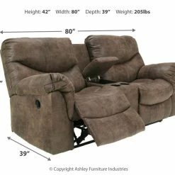 Ashley Furniture Reclining Furniture Alzena - Gunsmoke - Dbl Rec Loveseat W/console