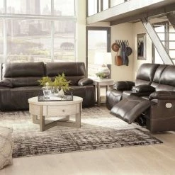 Signature Design By Ashley® Reclining Furniture Ricmen - 2 Seat Power Reclining Sofa Adjustable Headrest, Power Reclining Loveseat With Adjustable HDRST