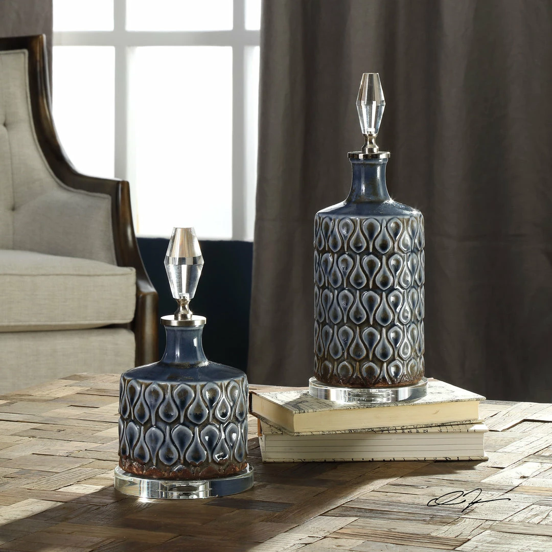 Best deal ๐ Uttermost Varuna Cobalt Blue Bottles S/2 ๐ฅฐ 5 Uttermost Varuna Cobalt Blue Bottles S/2