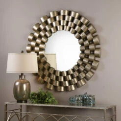 Accessories Uttermost Taurion Silver Leaf Round Mirror