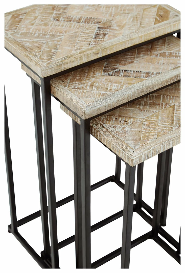Outlet ✔️ Ashley Furniture Tables Cainthorne - Distressed White/black - Accent Table (3/cn) 🎁 8 Ashley Furniture Tables Cainthorne - Distressed White/black - Accent Table (3/cn)