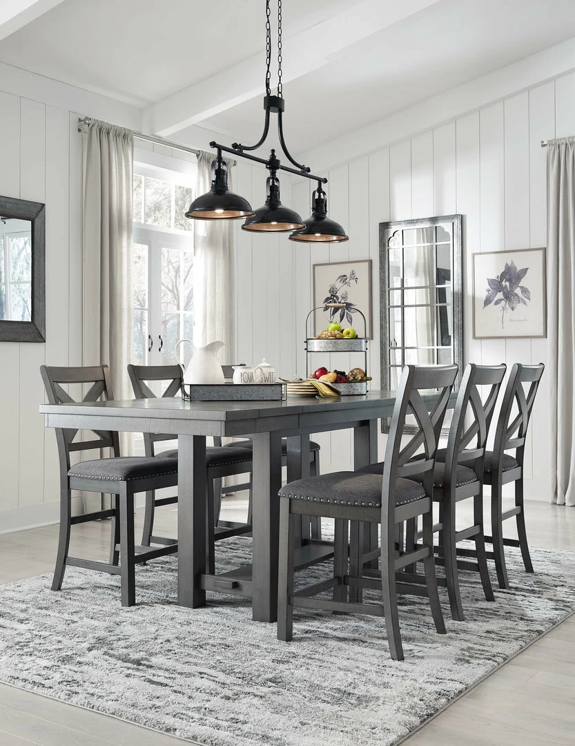 Wholesale 🔥 Signature Design By Ashley® Dining Room Sets Myshanna - Dark Gray - 7 Pc. - Counter Extension Table, 6 Barstools ⭐ 3 Signature Design By Ashley® Dining Room Sets Myshanna - Dark Gray - 7 Pc. - Counter Extension Table, 6 Barstools