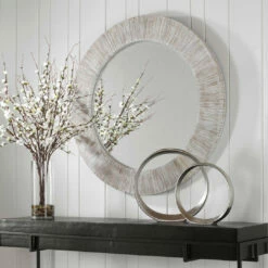 Accessories Uttermost Repose Whitewash Round Mirror