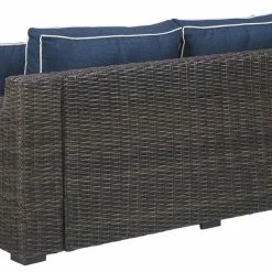 Ashley Furniture Loveseats Grasson - Brown/blue - Loveseat W/cushion