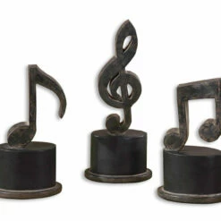 Uttermost Music Notes Metal Figurines, Set/3