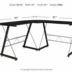 Ashley Furniture Mallistron - Black/silver - L-desk